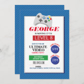 ビデオゲームパーティーゲーム青い赤いトラック招待状 招待状 (正面/裏面)