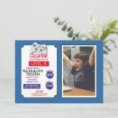 ビデオゲームパーティーゲーム青い赤いフォトゲーム 招待状 (スタンド正面)