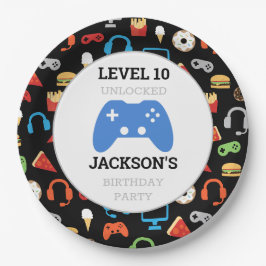 ビデオゲームパーティーレベルアップ子供の誕生日ゲーマー ペーパープレート
