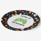 ビデオゲームパーティーレベルアップ子供の誕生日ゲーマー ペーパープレート (アングル)