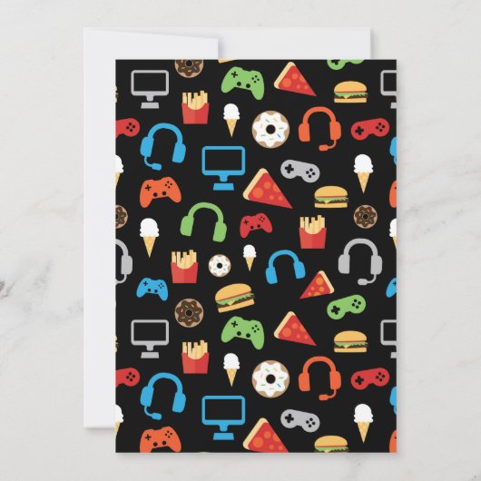ビデオゲームパーティーレベルアップ子供の誕生日ゲーマー 招待状 (裏面)