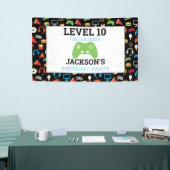 ビデオゲームパーティーレベルアップ子供の誕生日ゲーマー 横断幕 (トレードショー)