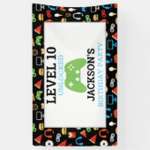 ビデオゲームパーティーレベルアップ子供の誕生日ゲーマー 横断幕 (縦)