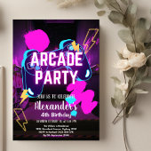 ビデオゲームパーティー制御装置ネオンゲーム誕生日 招待状