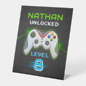 ビデオゲームパーティー子供の誕生日ゲーマーテーブルサイン 台座サイン (正面)