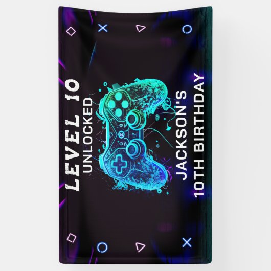 ビデオゲームパーティー子供の誕生日ゲーマー 横断幕 (縦)