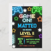 ビデオゲームパーティー誕生日招待状 招待状 (正面)