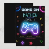 ビデオゲームパーティー ゲーミング 誕生日 ゲーマー誕生日 招待状 (正面/裏面)