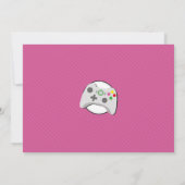 ビデオゲームパーティー ゲーム ピンク フォト ガールズ ゲーミング 招待状 (裏面)