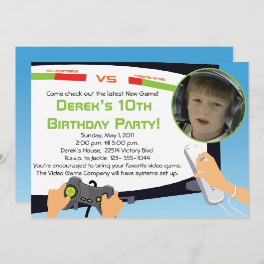 ビデオゲームパーティー-パーソナライズされた招待状 招待状 (正面/裏面)