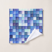 ビデオゲームピクセルブルー正方形パターン バスタオルセット (ウォッシュタオル)