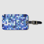 ビデオゲームピクセルブルー正方形パターン ラゲッジタグ (正面横)