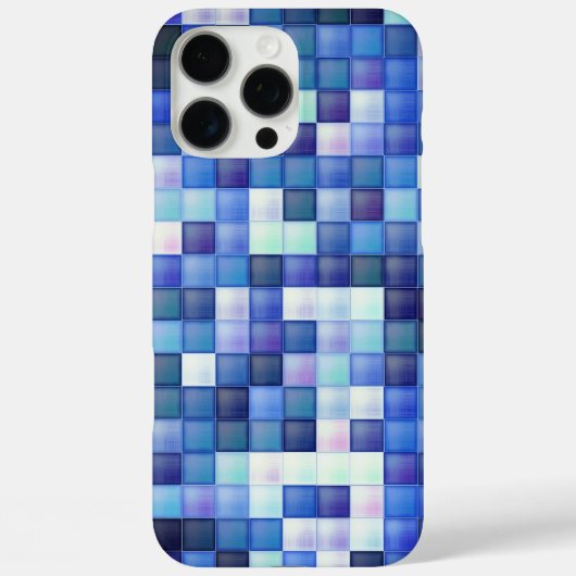 ビデオゲームピクセルブルー正方形パターン Case-Mate iPhoneケース (裏面)