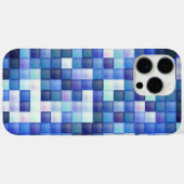 ビデオゲームピクセルブルー正方形パターン Case-Mate iPhoneケース (裏面 (横))