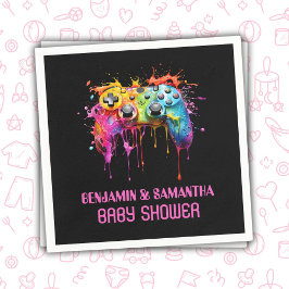 ビデオゲームピンクの女の子ベビーシャワー スタンダードカクテルナプキン