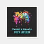 ビデオゲームブルーボーイベビーシャワー スタンダードカクテルナプキン (正面)