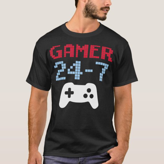 ビデオゲームプレーヤーギフトゲーマー247 Love Gaming Boy K Tシャツ (正面)