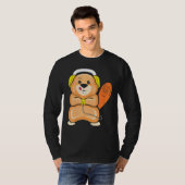 ビデオゲームプレーヤー用ゲーミングビーバーゲーマー Tシャツ (正面フル)