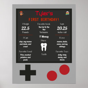 ビデオゲームベビーの第1誕生日マイルストーンのポスター ポスター