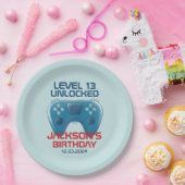 ビデオゲームレベルのロック解除された男の10代の子の誕生日パーティー ペーパープレート (パーティー)