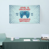 ビデオゲームレベルのロック解除された男の10代の子の誕生日パーティー 横断幕 (トレードショー)