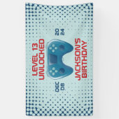 ビデオゲームレベルのロック解除された男の10代の子の誕生日パーティー 横断幕 (縦)