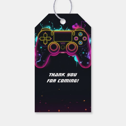 ビデオゲームレベルアップゲーマーネオン誕生日 ギフトタグ (裏面)