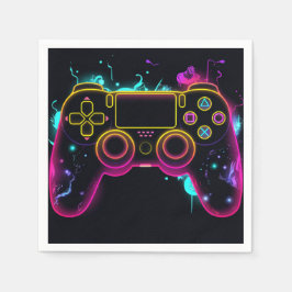 ビデオゲームレベルアップゲーマーネオン誕生日 スタンダードカクテルナプキン