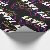 ビデオゲームレベルアップゲーマーネオン誕生日 ラッピングペーパー (角)