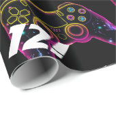 ビデオゲームレベルアップゲーマーネオン誕生日 ラッピングペーパー (ロールコーナー)