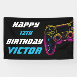 ビデオゲームレベルアップゲーマーネオン誕生日 横断幕
