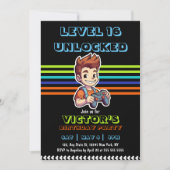 ビデオゲームレベルアップゲーマーボーイ誕生日 招待状 (正面)