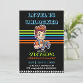 ビデオゲームレベルアップゲーマーボーイ誕生日 招待状 (スタンド正面)