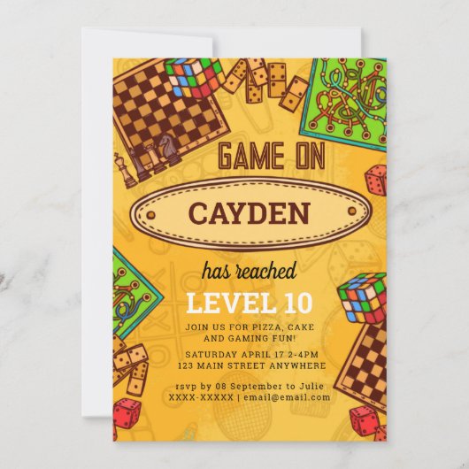 ビデオゲームレベルアップゲーマー誕生日招待状 招待状 (正面)