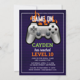 ビデオゲームレベルアップゲーマー誕生日招待状 招待状