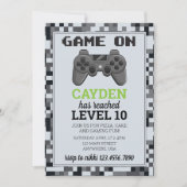 ビデオゲームレベルアップゲーマー誕生日招待状 招待状 (正面)