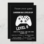 ビデオゲームレベルアップゲーマー誕生日招待状 招待状 (正面/裏面)