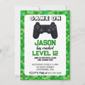 ビデオゲームレベルアップゲーマー誕生日 招待状 (正面)