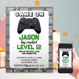 ビデオゲームレベルアップゲーマー誕生日 招待状
