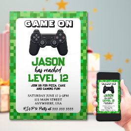 ビデオゲームレベルアップゲーマー誕生日 招待状