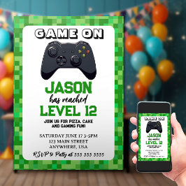 ビデオゲームレベルアップゲーマー誕生日 招待状