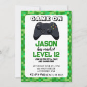 ビデオゲームレベルアップゲーマー誕生日 招待状 (正面)