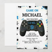 ビデオゲームレベルアップゲーマー 誕生日 招待状 (正面/裏面)