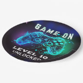 ビデオゲームレベルアップコントローラ誕生日パーティー ペーパープレート (アングル)