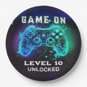 ビデオゲームレベルアップコントローラ誕生日パーティー ペーパープレート (正面)