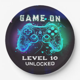 ビデオゲームレベルアップコントローラ誕生日パーティー ペーパープレート