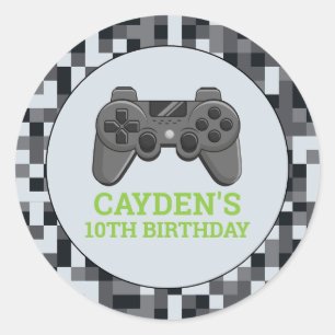 ビデオゲームレベルアップコントローラ誕生日パーティー ラウンドシール