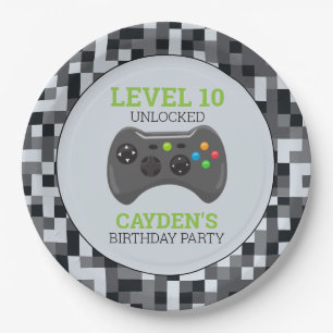 ビデオゲームレベルアップコントローラ誕生日パーティーPap ペーパープレート