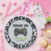 ビデオゲームレベルアップコントローラ誕生日パーティーPap ペーパープレート (パーティー)