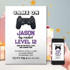 ビデオゲームレベルアップミニマル誕生日 招待状